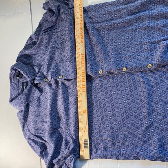 NAT NAST Luxury Originals Blue Geometric Button Up Shirt Pocket Rayon Mens Large - Picture 8 of 9